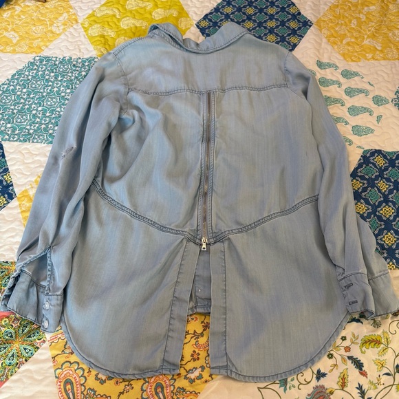 Sam Elderman Women's Denim long sleeve Button Down Shirt with zipper back - Picture 1 of 11